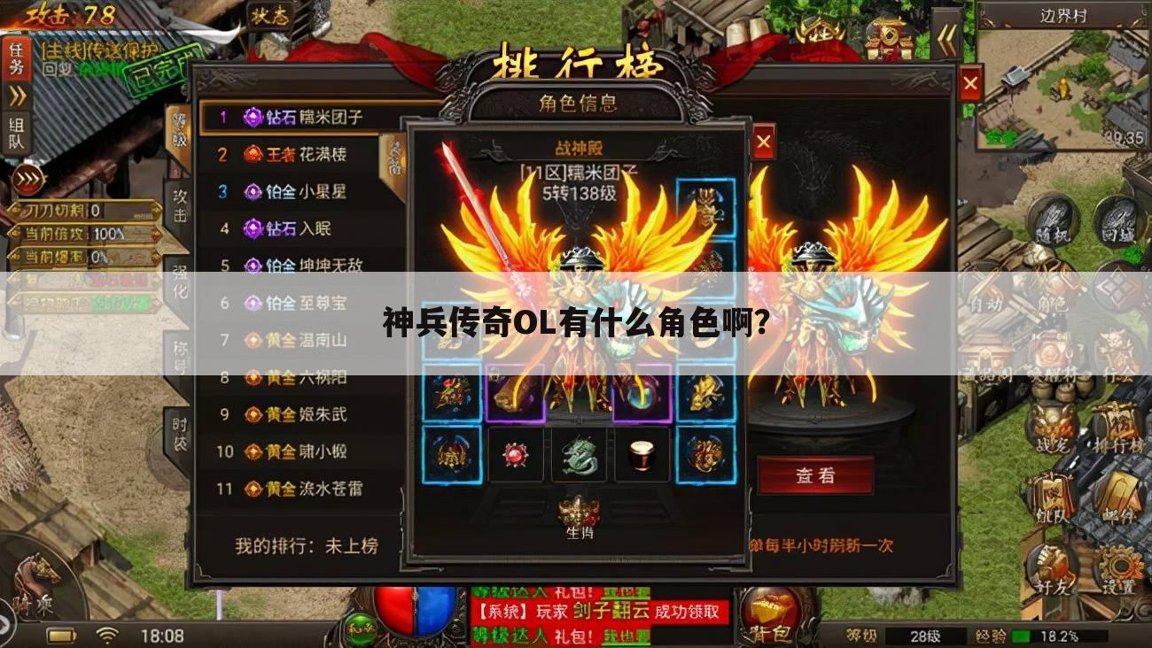 神兵传奇OL有什么角色啊?