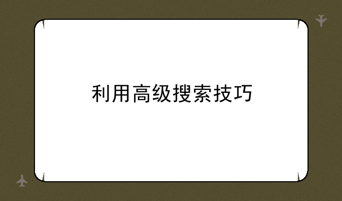 利用高级搜索技巧