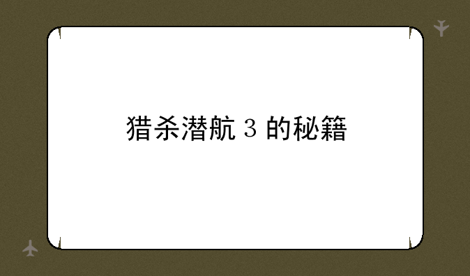 猎杀潜航３的秘籍