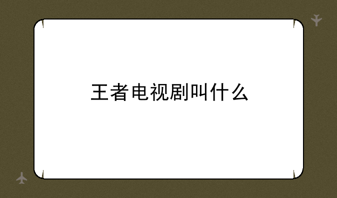 王者电视剧叫什么