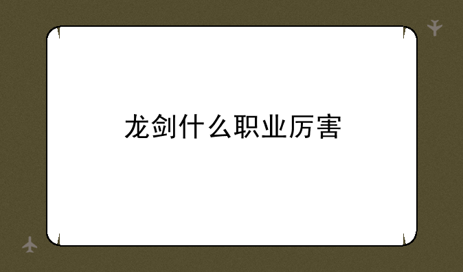 龙剑什么职业厉害