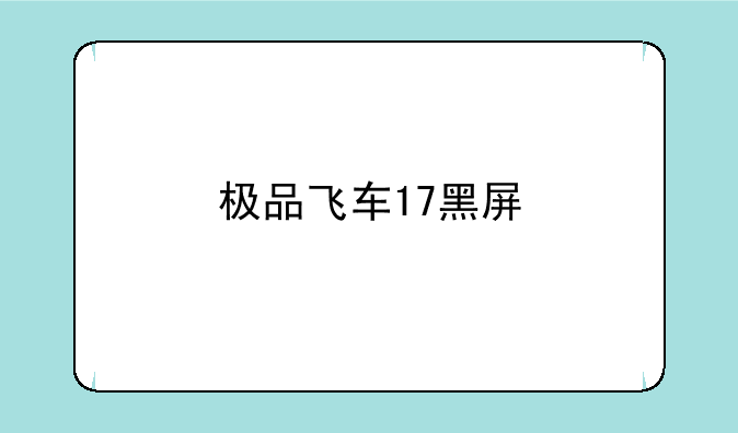 极品飞车17黑屏