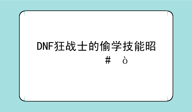 DNF狂战士的偷学技能是什么？
