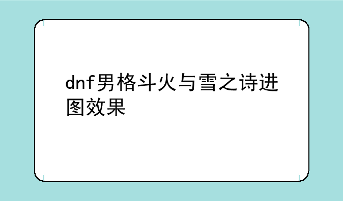 dnf男格斗火与雪之诗进图效果
