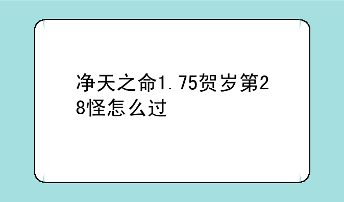 净天之命1.75贺岁第28怪怎么过