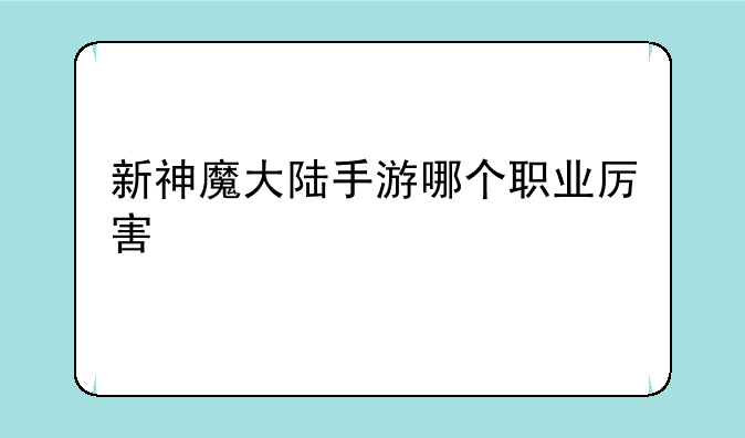 新神魔大陆手游哪个职业厉害