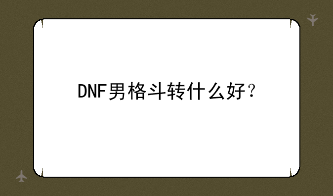 DNF男格斗转什么好？