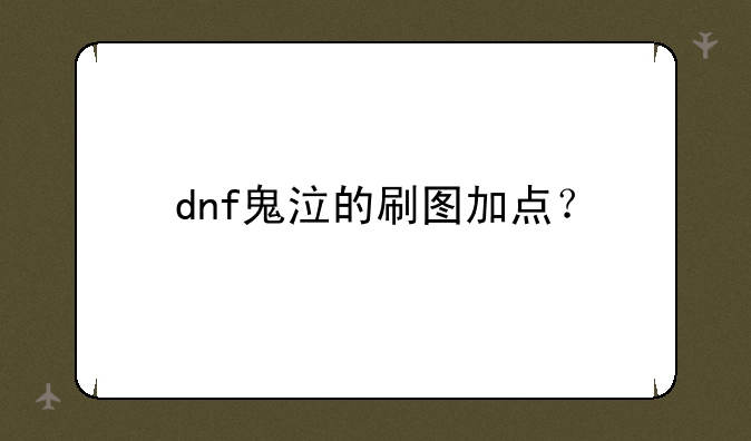 dnf鬼泣的刷图加点？