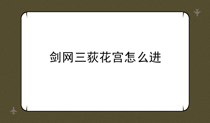 剑网三荻花宫怎么进