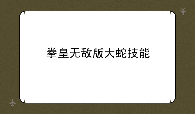 拳皇无敌版大蛇技能