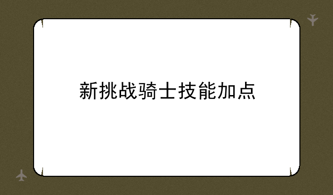 新挑战骑士技能加点