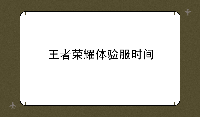 王者荣耀体验服时间