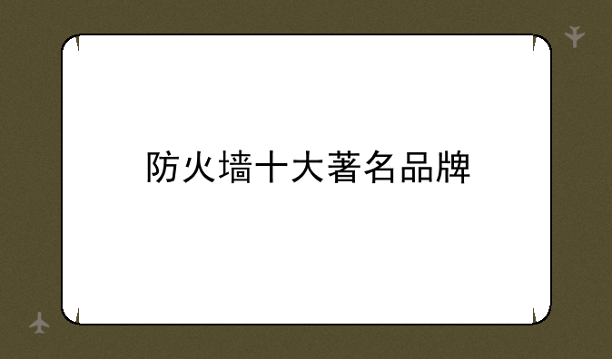 防火墙十大著名品牌