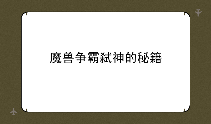 魔兽争霸弑神的秘籍