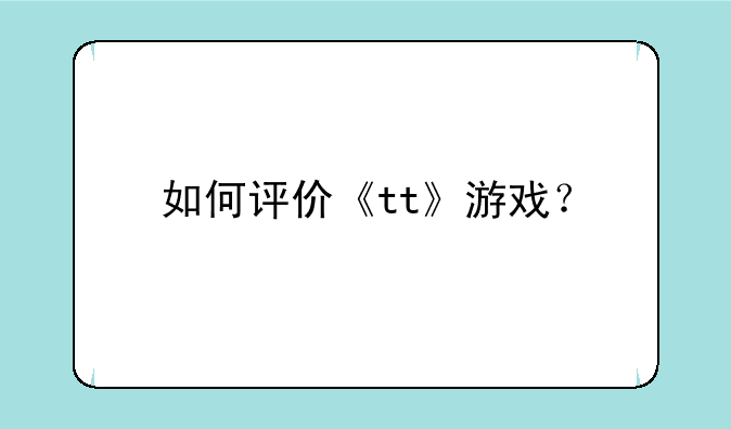 如何评价《tt》游戏？