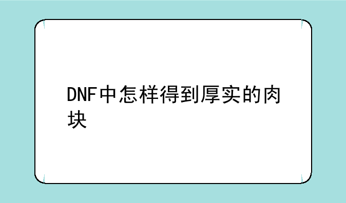 DNF中怎样得到厚实的肉块