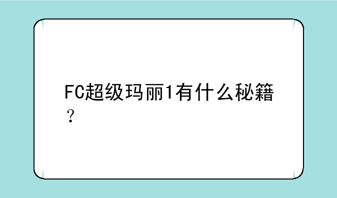 FC超级玛丽1有什么秘籍？