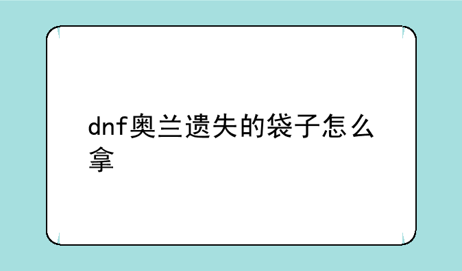 dnf奥兰遗失的袋子怎么拿