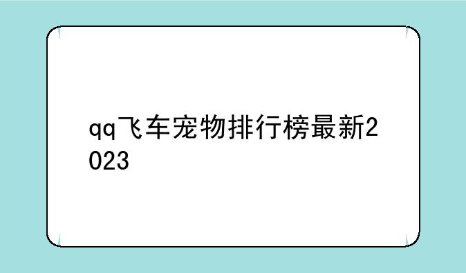 qq飞车宠物排行榜最新2023
