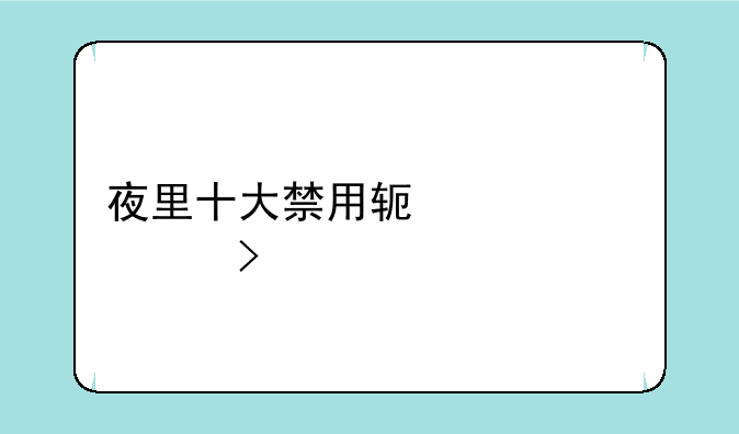 夜里十大禁用软件app入口