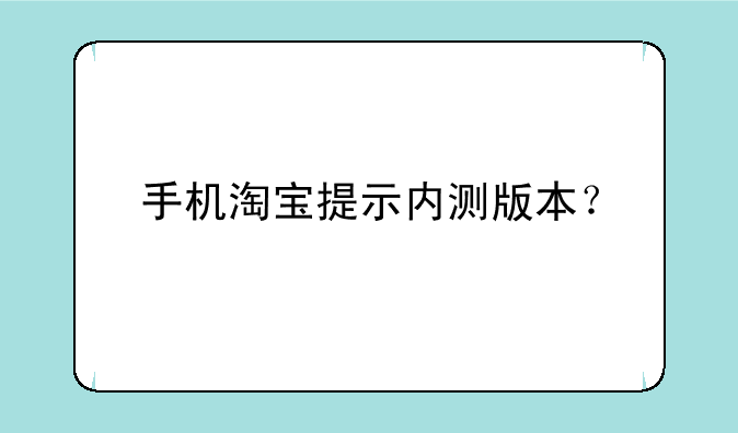 手机淘宝提示内测版本？