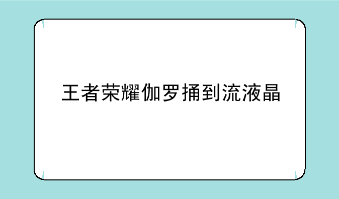 王者荣耀伽罗捅到流液晶