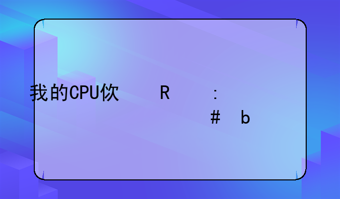 我的CPU使用率为什么是100%?