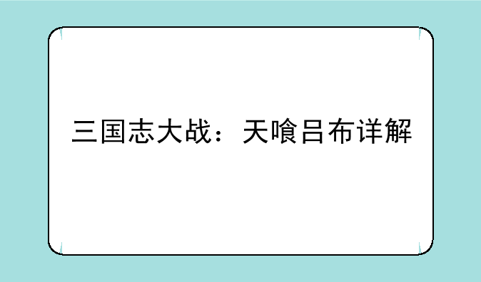 三国志大战：天喰吕布详解