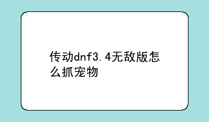 传动dnf3.4无敌版怎么抓宠物