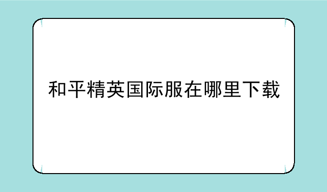和平精英国际服在哪里下载