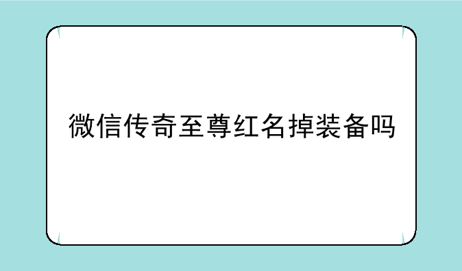 微信传奇至尊红名掉装备吗