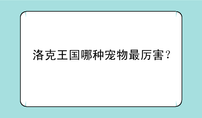 洛克王国哪种宠物最厉害？