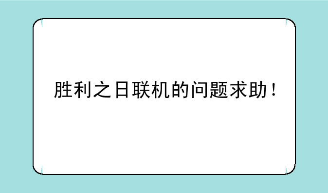胜利之日联机的问题求助！