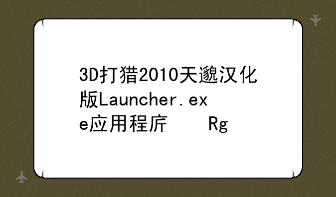 3D打猎2010天邈汉化版Launcher.exe应用程序错误