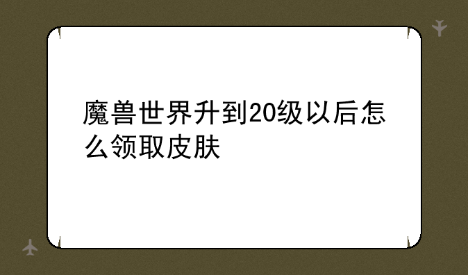 魔兽世界升到20级以后怎么领取皮肤