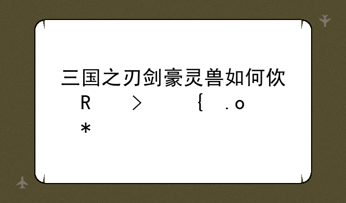 三国之刃剑豪灵兽如何使用及连招技巧