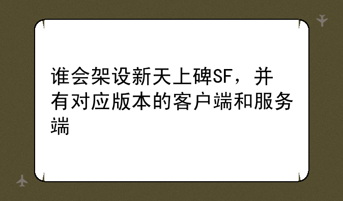 谁会架设新天上碑SF，并有对应版本的客户端和服务端