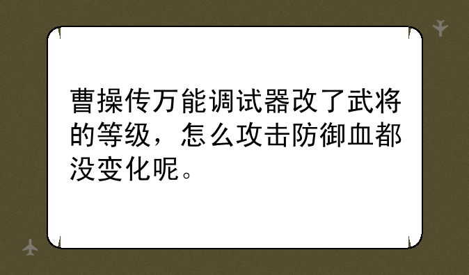 曹操传万能调试器改了武将的等级，怎么攻击防御血都没变化呢。