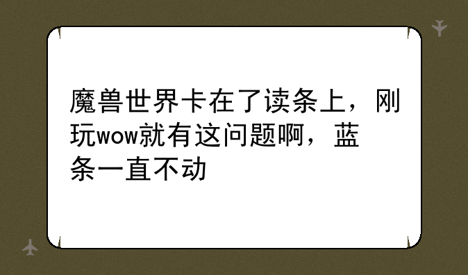 魔兽世界卡在了读条上，刚玩wow就有这问题啊，蓝条一直不动