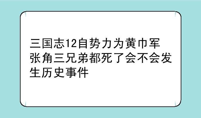 三国志12自势力为黄巾军张角三兄弟都死了会不会发生历史事件
