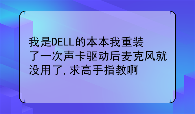 我是DELL的本本我重装了一次声卡驱动后麦克风就没用了,求高手指教啊