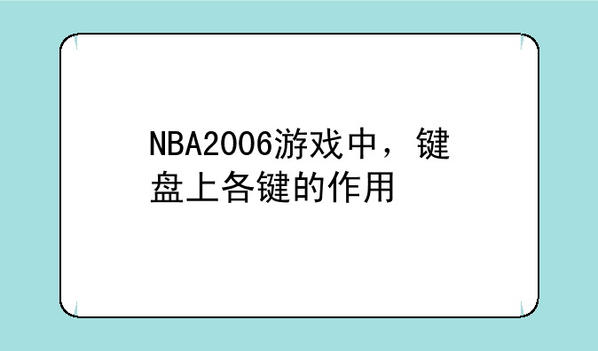 NBA2006游戏中，键盘上各键的作用