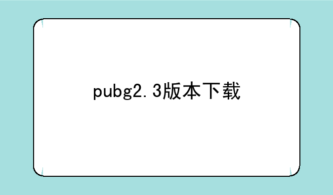 pubg2.3版本下载