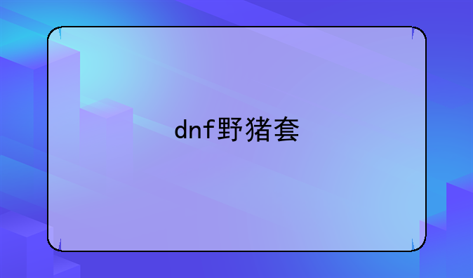 dnf野猪套