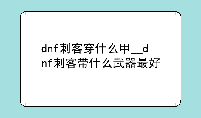 dnf刺客穿什么甲__dnf刺客带什么武器最好