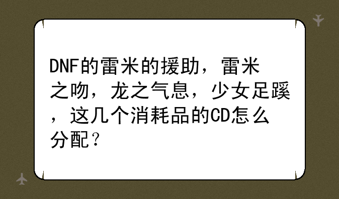 DNF的雷米的援助，雷米之吻，龙之气息，少女足蹊，这几个消耗品的CD怎么分配？