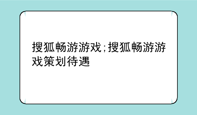 搜狐畅游游戏;搜狐畅游游戏策划待遇