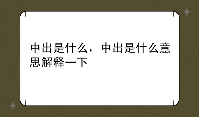 中出是什么，中出是什么意思解释一下