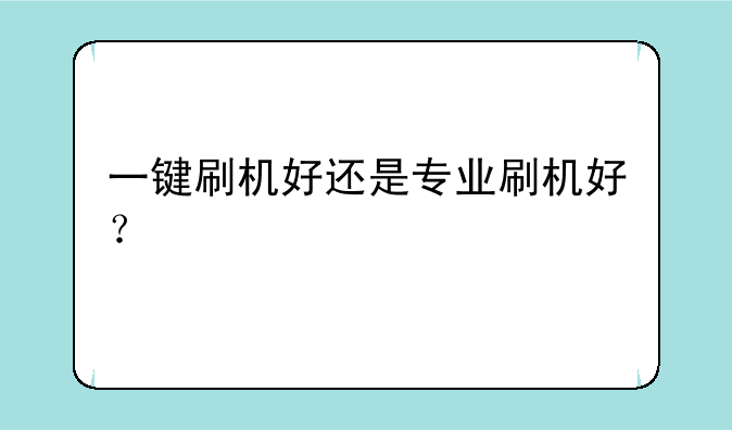一键刷机好还是专业刷机好？