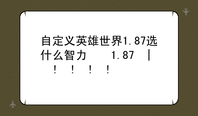 自定义英雄世界1.87选什么智力英雄好